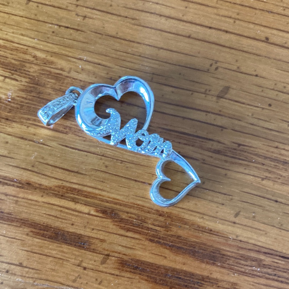 Sterling Silver Double Heart Mom Pendant - Picture 4 of 4